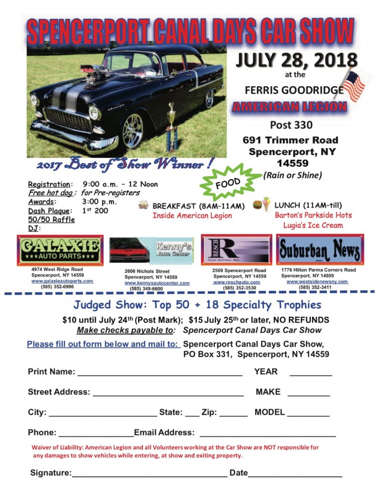 Spencerport Canal Days Car Show 2018